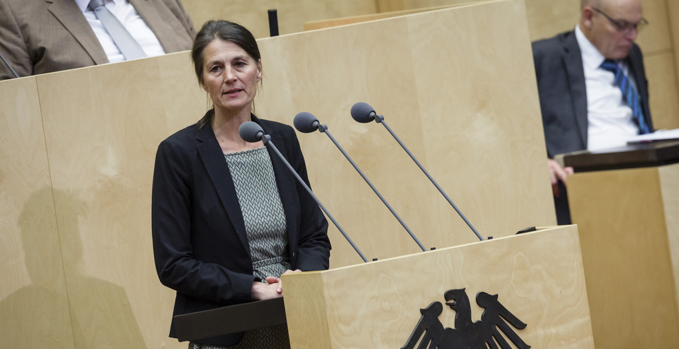 Ministerin Staudte am Redepult des Bundesrates in Berlin